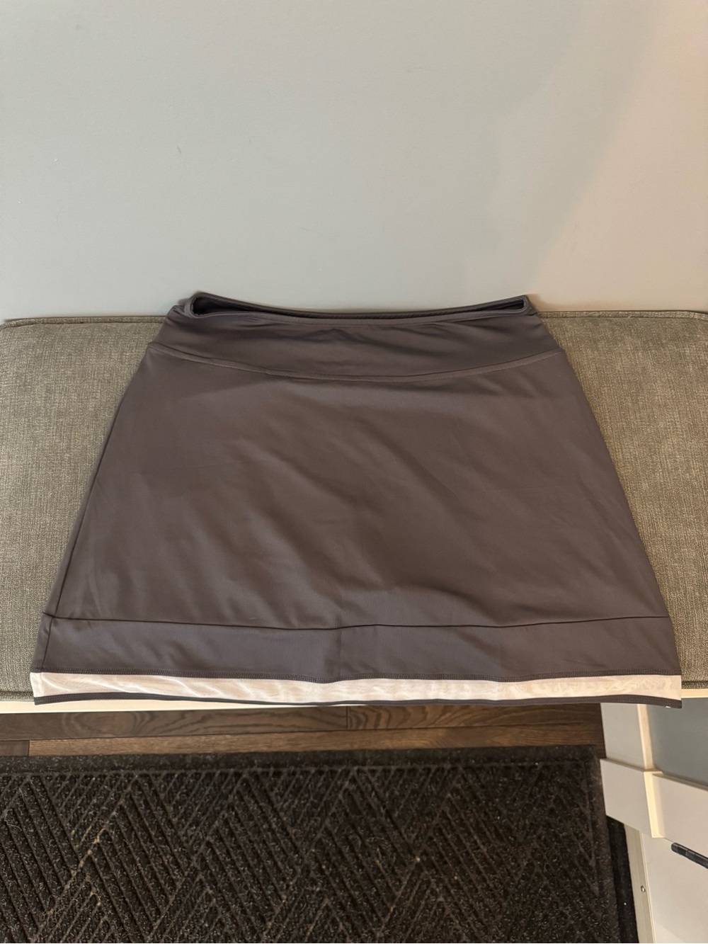 Women's Athletic Mini Skirt in Charcoal Gray with White Trim